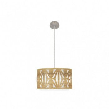 Distribuidor - Lâmpadas Diversas | Colgantes Moderno | COLGANTE KATERINA 1XE27 NIQUEL/MADERA CLARA REGX40X40 CM Ref: 177994085